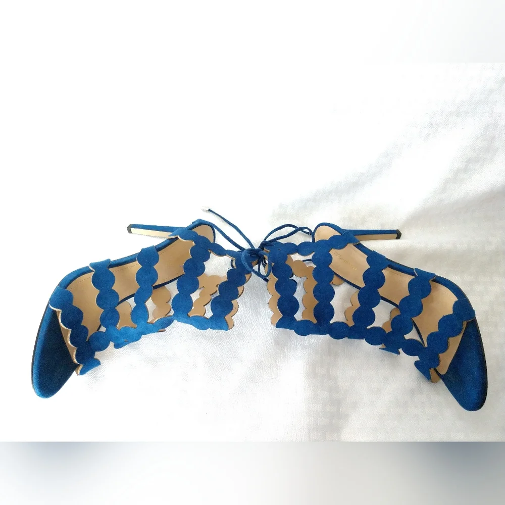 BCBGeneration Heels Shoes CHIKO Blue Suede Strappy Gladiator Size 7.5 M - Picture 8 of 10